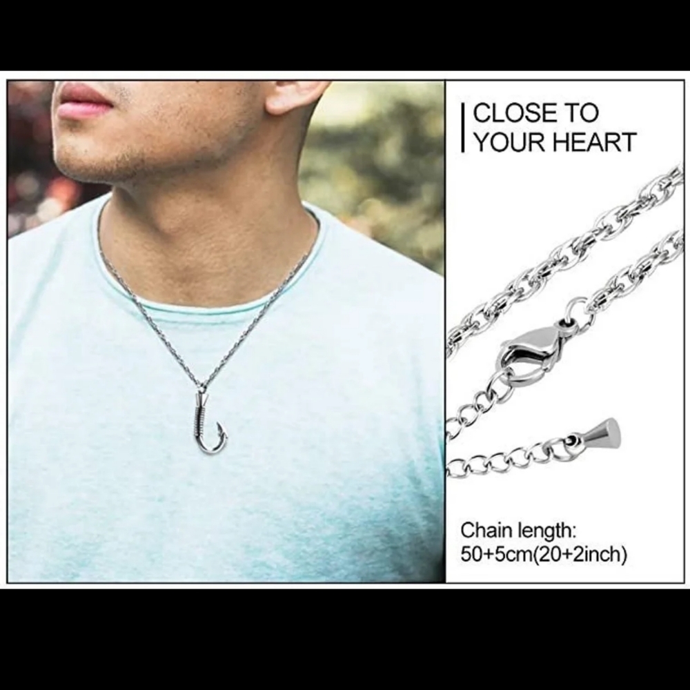 Fishing Hook Urn Necklace for Ashes Hook Jewelry
